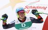 Winner and new men giant slalom World Champion Ted Ligety of USA reacts in finish of second run of men giant slalom race of FIS Alpine skiing World Championships in Schladming, Austria. Men giant slalom race of FIS Alpine skiing World championships Schladming 2013, was held in Schladming, Austria, on Friday, 15th of February 2013.
