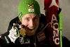 Second placed Marcel Hirscher of Austria celebrates his medal won in giant slalom race of FIS Alpine skiing World Championships in Schladming, Austria. Men giant slalom race of FIS Alpine skiing World championships Schladming 2013, was held in Schladming, Austria, on Friday, 15th of February 2013.
