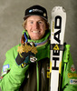 Winner and new men giant slalom World Champion Ted Ligety of USA celebrates his medal won in giant slalom race of FIS Alpine skiing World Championships in Schladming, Austria. Men giant slalom race of FIS Alpine skiing World championships Schladming 2013, was held in Schladming, Austria, on Friday, 15th of February 2013.
