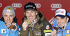 Winner and new men giant slalom World Champion Ted Ligety of USA (M), second placed Marcel Hirscher of Austria (L) and third placed Manfred Moelgg of Italy (R) celebrate their medals won in men giant slalom race of FIS Alpine skiing World Championships in Schladming, Austria. Men giant slalom race of FIS Alpine skiing World championships Schladming 2013, was held in Schladming, Austria, on Friday, 15th of February 2013.
