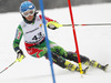 Merle Soppela of Finland skiing in first run of women slalom race of FIS Alpine skiing World Championships in Schladming, Austria. Women slalom race of FIS Alpine skiing World championships Schladming 2013, was held in Schladming, Austria, on Saturday, 16th of February 2013.
