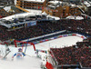 Second placed Michaela Kirchgasser of Austria skiing in second run of women slalom race of FIS Alpine skiing World Championships in Schladming, Austria. Women slalom race of FIS Alpine skiing World championships Schladming 2013, was held in Schladming, Austria, on Saturday, 16th of February 2013.
