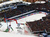 Tanja Poutiainen of Finland skiing in second run of women slalom race of FIS Alpine skiing World Championships in Schladming, Austria. Women slalom race of FIS Alpine skiing World championships Schladming 2013, was held in Schladming, Austria, on Saturday, 16th of February 2013.
