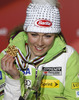 Winner and new slalom World Champion Mikaela Shiffrin of USA celebrates her medal won in women slalom race of FIS Alpine skiing World Championships in Schladming, Austria. Women slalom race of FIS Alpine skiing World championships Schladming 2013, was held in Schladming, Austria, on Saturday, 16th of February 2013.
