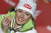 Winner and new slalom World Champion Mikaela Shiffrin of USA celebrates her medal won in women slalom race of FIS Alpine skiing World Championships in Schladming, Austria. Women slalom race of FIS Alpine skiing World championships Schladming 2013, was held in Schladming, Austria, on Saturday, 16th of February 2013.
