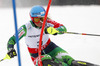 Tanja Poutiainen of Finland skiing in first run of women slalom race of FIS Alpine skiing World Championships in Schladming, Austria. Women slalom race of FIS Alpine skiing World championships Schladming 2013, was held in Schladming, Austria, on Saturday, 16th of February 2013.
