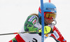 Tanja Poutiainen of Finland skiing in first run of women slalom race of FIS Alpine skiing World Championships in Schladming, Austria. Women slalom race of FIS Alpine skiing World championships Schladming 2013, was held in Schladming, Austria, on Saturday, 16th of February 2013.
