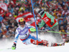 Marcel Hirscher of Austria skiing in first run of men slalom race of FIS Alpine skiing World Championships in Schladming, Austria. Men slalom race of FIS Alpine skiing World championships Schladming 2013, was held in Schladming, Austria, on Sunday, 17th of February 2013.
