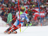 Marcel Hirscher of Austria skiing in first run of men slalom race of FIS Alpine skiing World Championships in Schladming, Austria. Men slalom race of FIS Alpine skiing World championships Schladming 2013, was held in Schladming, Austria, on Sunday, 17th of February 2013.
