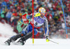 Andre Myhrer of Sweden skiing in first run of men slalom race of FIS Alpine skiing World Championships in Schladming, Austria. Men slalom race of FIS Alpine skiing World championships Schladming 2013, was held in Schladming, Austria, on Sunday, 17th of February 2013.

