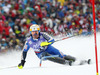 Mattias Hargin of Sweden skiing in first run of men slalom race of FIS Alpine skiing World Championships in Schladming, Austria. Men slalom race of FIS Alpine skiing World championships Schladming 2013, was held in Schladming, Austria, on Sunday, 17th of February 2013.
