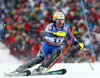 Mattias Hargin of Sweden skiing in first run of men slalom race of FIS Alpine skiing World Championships in Schladming, Austria. Men slalom race of FIS Alpine skiing World championships Schladming 2013, was held in Schladming, Austria, on Sunday, 17th of February 2013.
