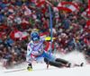 Benjamin Raich of Austria skiing in first run of men slalom race of FIS Alpine skiing World Championships in Schladming, Austria. Men slalom race of FIS Alpine skiing World championships Schladming 2013, was held in Schladming, Austria, on Sunday, 17th of February 2013.
