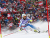 Manfred Pranger of Austria skiing in first run of men slalom race of FIS Alpine skiing World Championships in Schladming, Austria. Men slalom race of FIS Alpine skiing World championships Schladming 2013, was held in Schladming, Austria, on Sunday, 17th of February 2013.
