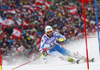 Manfred Pranger of Austria skiing in first run of men slalom race of FIS Alpine skiing World Championships in Schladming, Austria. Men slalom race of FIS Alpine skiing World championships Schladming 2013, was held in Schladming, Austria, on Sunday, 17th of February 2013.
