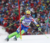Mitja Valencic of Slovenia skiing in first run of men slalom race of FIS Alpine skiing World Championships in Schladming, Austria. Men slalom race of FIS Alpine skiing World championships Schladming 2013, was held in Schladming, Austria, on Sunday, 17th of February 2013.
