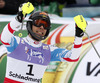 Third placed Mario Matt of Austria reacts in finish of second run of men slalom race of FIS Alpine skiing World Championships in Schladming, Austria. Men slalom race of FIS Alpine skiing World championships Schladming 2013, was held in Schladming, Austria, on Sunday, 17th of February 2013.
