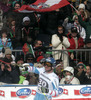 Georg Streitberger of Austria reacts in finish of men downhill race of FIS Alpine skiing World Cup in Garmisch-Partenkirchen, Germany. Men downhill race of FIS Alpine skiing World Cup in Garmisch-Partenkirchen, Germany, was held on Saturday, 23rd of February 2013.
