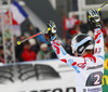 Winner Alexis Pinturault of France reacts in finish of second run of men giant slalom race of FIS Alpine skiing World Cup in Garmisch-Partenkirchen, Germany. Men giant slalom race of FIS Alpine skiing World Cup in Garmisch-Partenkirchen, Germany, was held on Sunday, 24th of February 2013.
