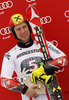 Second placed Ted Ligety of USA celebrates his medal won in men giant slalom race of FIS Alpine skiing World Cup in Garmisch-Partenkirchen, Germany. Men giant slalom race of FIS Alpine skiing World Cup in Garmisch-Partenkirchen, Germany, was held on Sunday, 24th of February 2013.
