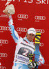 Winner Alexis Pinturault of France celebrates his medal won in men giant slalom race of FIS Alpine skiing World Cup in Garmisch-Partenkirchen, Germany. Men giant slalom race of FIS Alpine skiing World Cup in Garmisch-Partenkirchen, Germany, was held on Sunday, 24th of February 2013.
