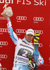 Winner Alexis Pinturault of France celebrates his medal won in men giant slalom race of FIS Alpine skiing World Cup in Garmisch-Partenkirchen, Germany. Men giant slalom race of FIS Alpine skiing World Cup in Garmisch-Partenkirchen, Germany, was held on Sunday, 24th of February 2013.
