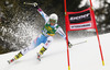 Stefanie Koehle of Austria skiing in first run of women giant slalom race of FIS Alpine skiing World Cup in Ofterschwang, Germany. Women giant slalom race of FIS Alpine skiing World Cup in Ofterschwang, Germany, was held on Saturday, 9th of March 2013.
