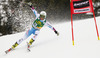 Stefanie Koehle of Austria skiing in first run of women giant slalom race of FIS Alpine skiing World Cup in Ofterschwang, Germany. Women giant slalom race of FIS Alpine skiing World Cup in Ofterschwang, Germany, was held on Saturday, 9th of March 2013.
