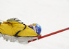 Tanja Poutiainen of Finland is being taken to medical center after crashing in the first run of women giant slalom race of FIS Alpine skiing World Cup in Ofterschwang, Germany. Women giant slalom race of FIS Alpine skiing World Cup in Ofterschwang, Germany, was held on Saturday, 9th of March 2013.

