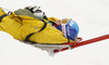 Tanja Poutiainen of Finland is being taken to medical center after crashing in the first run of women giant slalom race of FIS Alpine skiing World Cup in Ofterschwang, Germany. Women giant slalom race of FIS Alpine skiing World Cup in Ofterschwang, Germany, was held on Saturday, 9th of March 2013.
