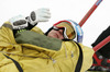 Tanja Poutiainen of Finland is being take away by medics after crashing and getting injured in the first run of women giant slalom race of FIS Alpine skiing World Cup in Ofterschwang, Germany. Women giant slalom race of FIS Alpine skiing World Cup in Ofterschwang, Germany, was held on Saturday, 9th of March 2013.
