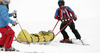 Tanja Poutiainen of Finland is being take away by medics after crashing and getting injured in the first run of women giant slalom race of FIS Alpine skiing World Cup in Ofterschwang, Germany. Women giant slalom race of FIS Alpine skiing World Cup in Ofterschwang, Germany, was held on Saturday, 9th of March 2013.
