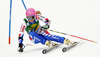 Anne-Sophie Barthet of France skiing in first run of women giant slalom race of FIS Alpine skiing World Cup in Ofterschwang, Germany. Women giant slalom race of FIS Alpine skiing World Cup in Ofterschwang, Germany, was held on Saturday, 9th of March 2013.
