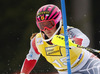 Marie-Michele Gagnon of Canada skiing in first run of women slalom race of FIS Alpine skiing World Cup in Ofterschwang, Germany. Women slalom race of FIS Alpine skiing World Cup in Ofterschwang, Germany, was held on Sunday, 10th of March 2013.
