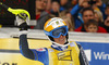 Fifth placed Maria Pietilae-Holmner of Sweden reacts in finish of second run of women slalom race of FIS Alpine skiing World Cup in Ofterschwang, Germany. Women slalom race of FIS Alpine skiing World Cup in Ofterschwang, Germany, was held on Sunday, 10th of March 2013.

