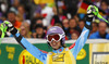 Winner Tina Maze of Slovenia reacts in finish of second run of women slalom race of FIS Alpine skiing World Cup in Ofterschwang, Germany. Women slalom race of FIS Alpine skiing World Cup in Ofterschwang, Germany, was held on Sunday, 10th of March 2013.
