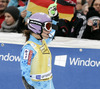 Tina Maze of Slovenia skiing in first run of women slalom race of FIS Alpine skiing World Cup in Ofterschwang, Germany. Women slalom race of FIS Alpine skiing World Cup in Ofterschwang, Germany, was held on Sunday, 10th of March 2013.
