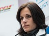 Kathrin Hoelzl announces the end of her career as a ski racer during the media day of German Ski Federation DSV at Moelltaler glacier in Flattach, Austria on 2013/10/07.
