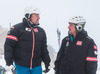 OSV men head coach Mathias Berthold and OSV European cup coach Martin Sprenger during the media day of Austrian Ski Federation OeSV at Moelltaler glacier in Flattach, Austria on 2013/10/08.
