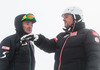 OSV men head coach Mathias Berthold and coach Andreas Puelacher during the media day of Austrian Ski Federation OeSV at Moelltaler glacier in Flattach, Austria on 2013/10/08.
