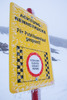 Frozen sign warning skiers track is closed due race or training during the media day of Austrian Ski Federation OeSV at Moelltaler glacier in Flattach, Austria on 2013/10/08.
