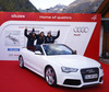 Italian team during Audi Media Talk event, which was held on Thursday, 24th of October 2013 in Soelden, Austria. Audi Media Talk is traditional media event before start of Audi FIS Alpine skiing World cup, which will start with women giant slalom race on Saturday, 26th of October, followed by men giant slalom race which will also be held on Rettenbach glacier above Soelden, Austria, on Sunday, 27th of October 2013.
