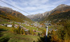 Village of Soelden from road to Rettenbach glacier on Friday, 25th of October 2013, day before start of Audi FIS Alpine skiing World cup, which will start with women giant slalom race on Saturday, 26th of October, followed by men giant slalom race which will also be held on Rettenbach glacier above Soelden, Austria, on Sunday, 27th of October 2013.

