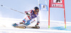 Dominique Gisin of Switzerland skiing during first run of Audi FIS Alpine skiing World cup giant slalom race. Women giant slalom race of Audi FIS Alpine skiing World cup 2013-2014 was held on Saturday, 26th of October 2013 on Rettenbach glacier above Soelden, Austria.
