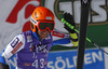 Katarina Lavtar of Slovenia reacts in finish area of the second run of Audi FIS Alpine skiing World cup giant slalom race. Women giant slalom race of Audi FIS Alpine skiing World cup 2013-2014 was held on Saturday, 26th of October 2013 on Rettenbach glacier above Soelden, Austria.

