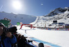 Race course of the second run of Audi FIS Alpine skiing World cup giant slalom race. Women giant slalom race of Audi FIS Alpine skiing World cup 2013-2014 was held on Saturday, 26th of October 2013 on Rettenbach glacier above Soelden, Austria.
