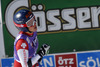 Dominique Gisin of Switzerland reacts in finish area of the second run of Audi FIS Alpine skiing World cup giant slalom race. Women giant slalom race of Audi FIS Alpine skiing World cup 2013-2014 was held on Saturday, 26th of October 2013 on Rettenbach glacier above Soelden, Austria.
