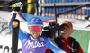 Maria Pietilae-Holmner of Sweden reacts in finish area of the second run of Audi FIS Alpine skiing World cup giant slalom race. Women giant slalom race of Audi FIS Alpine skiing World cup 2013-2014 was held on Saturday, 26th of October 2013 on Rettenbach glacier above Soelden, Austria.
