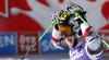 Second placed Kathrin Zettel of Austria reacts in finish area of the second run of Audi FIS Alpine skiing World cup giant slalom race. Women giant slalom race of Audi FIS Alpine skiing World cup 2013-2014 was held on Saturday, 26th of October 2013 on Rettenbach glacier above Soelden, Austria.
