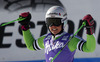 Third placed Viktoria Rebensburg of Germany reacts in finish area of the second run of Audi FIS Alpine skiing World cup giant slalom race. Women giant slalom race of Audi FIS Alpine skiing World cup 2013-2014 was held on Saturday, 26th of October 2013 on Rettenbach glacier above Soelden, Austria.
